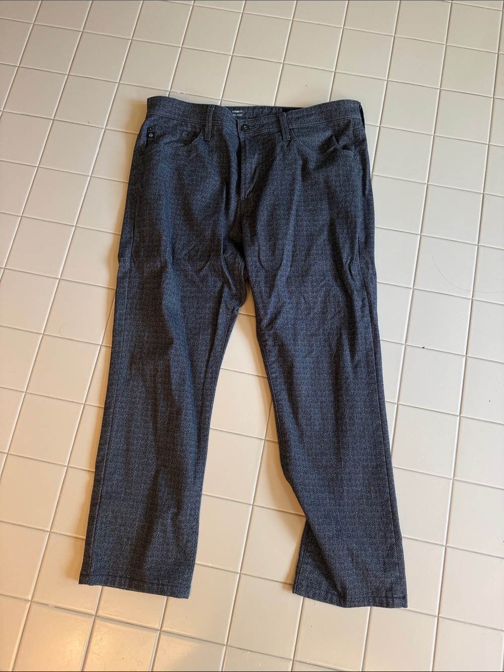 Ag Adriano Goldschmied Men's Charcoal Houndstooth Chinos